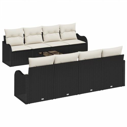 9-dijelni vrtni sofa set s jastučićima Crni poli ratan Cijena