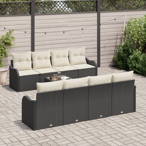 9-dijelni vrtni sofa set s jastučićima Crni poli ratan Cijena