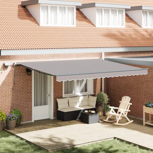 Ručno uvlačiva tenda s LED svjetlom svijetlosiva 450x300 cm Cijena