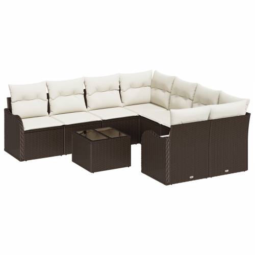 set od 9 dijelova vrtnih sofa s jastučićima smeđi poli ratan Cijena