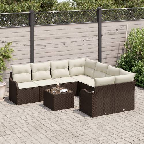 set od 9 dijelova vrtnih sofa s jastučićima smeđi poli ratan Cijena