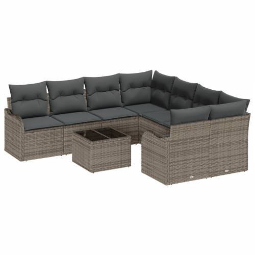 set od 9 komada vrtnih sofa s jastučićima siva poli ratan Cijena