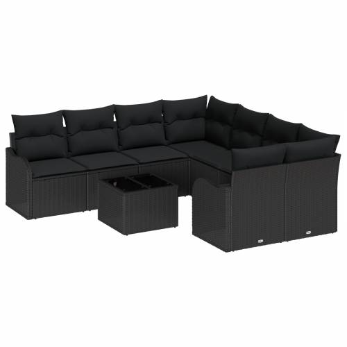 9-dijelni vrtni sofa set s jastucima Crni Poliratan Cijena