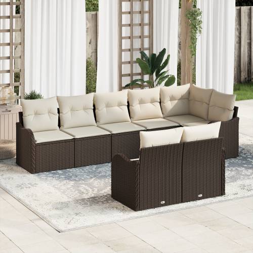 8-dijelni vrtni sofa set s jastučićima smeđi poli ratan Cijena