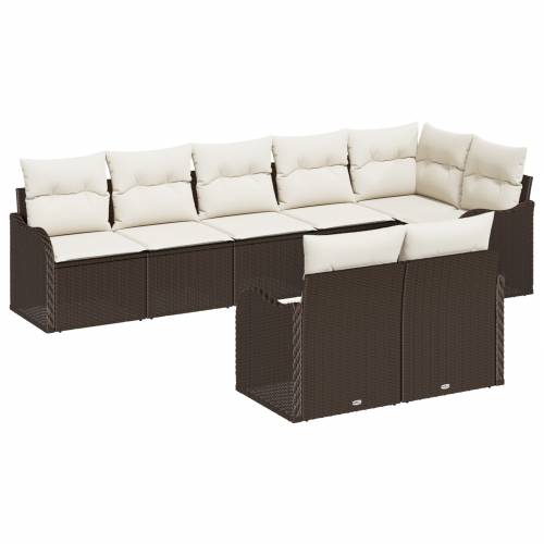 8-dijelni vrtni sofa set s jastučićima smeđi poli ratan Cijena
