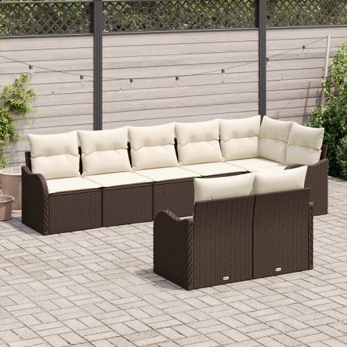 8-dijelni vrtni sofa set s jastučićima smeđi poli ratan Cijena