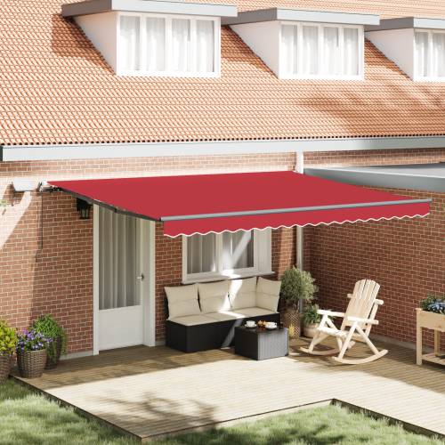 Ručno uvlačiva tenda s LED-om Crvena 450x300 cm Cijena