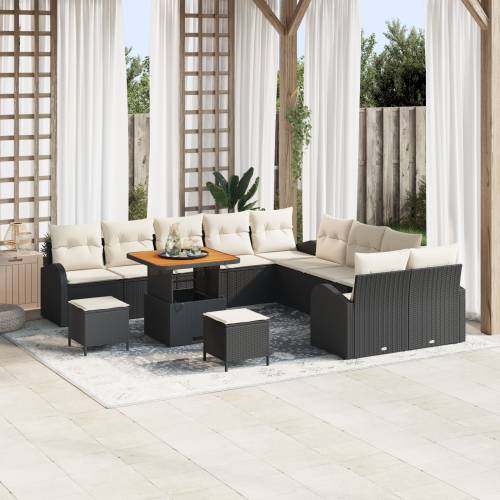 13-dijelni vrtni set sofa s jastucima Crni Poli ratan Akacija Cijena