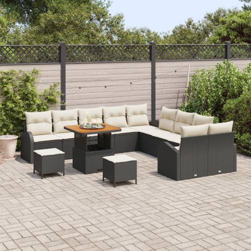 13-dijelni vrtni set sofa s jastucima Crni Poli ratan Akacija Cijena