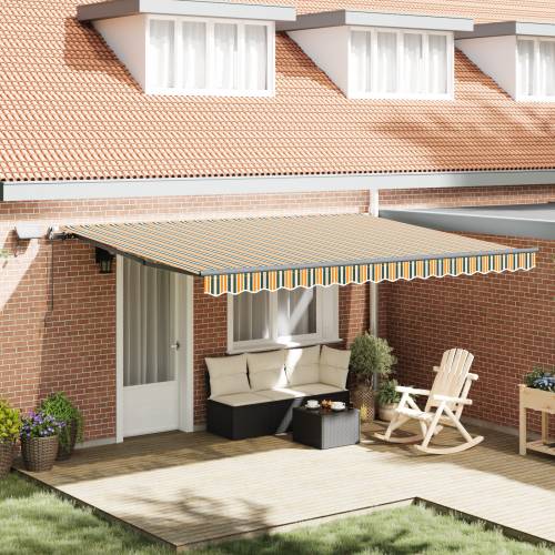 ručna uvlačna tenda s LED osvjetljenjem Zelena i žuta 450x300 cm Cijena