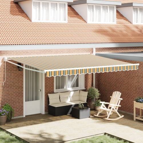Manualna uvlačiva tenda zelena i žuta 450x300 cm Cijena