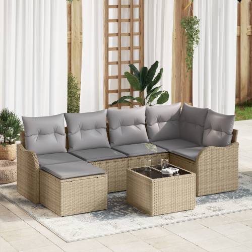 7 komadna vrtna sofa set s jastucima crni poly ratan Cijena