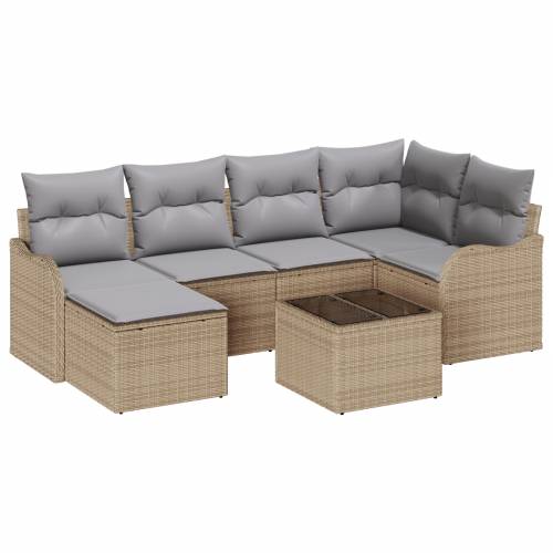 7 komadna vrtna sofa set s jastucima crni poly ratan Cijena
