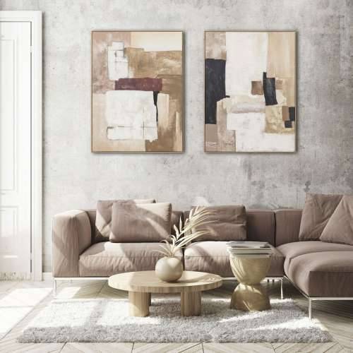 Slika Home ESPRIT Bijela Bež Apstraktno gradski 92 x 4,5 x 121,5 cm (2 kom.) Cijena