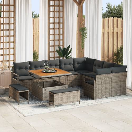 12-dijelni vrtni sofa set s jastučićima Siva Poli ratan Akacija Cijena