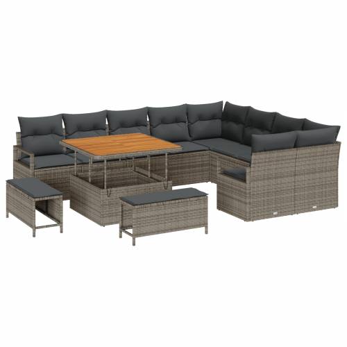 12-dijelni vrtni sofa set s jastučićima Siva Poli ratan Akacija Cijena