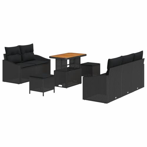 Vrtna garnitura - 8-dijelni set vrtnih sofa s jastučićima Crni Poli ratan Akacija Cijena