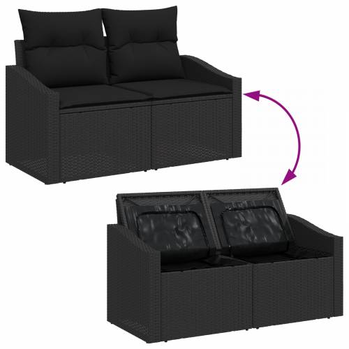 Vrtna garnitura - 8-dijelni set vrtnih sofa s jastučićima Crni Poli ratan Akacija Cijena
