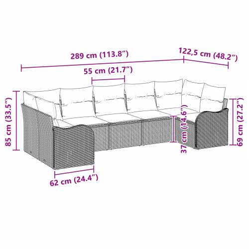 set od 7 dijelova vrtne sofe s jastucima crni poli ratan Cijena