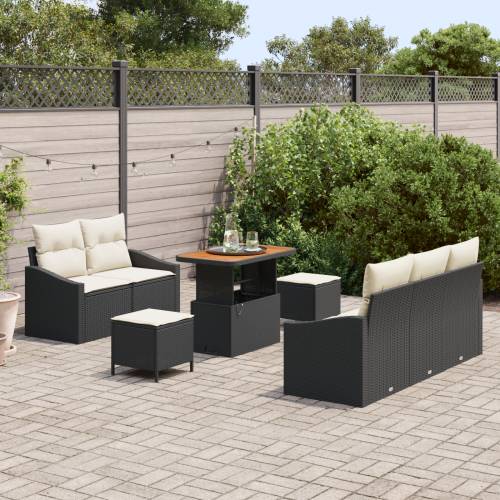 8-dijelni vrtni set sofa s jastučićima crni poli ratan akacija Cijena