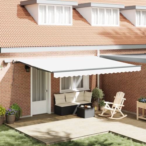 Ručno uvlačiva tenda s LED bijela 450x350 cm Cijena