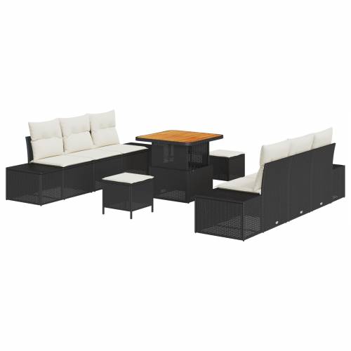 9-dijelni Set Sofa za Vrt s Jastučićima Crna Poli Ratan Akacija Cijena