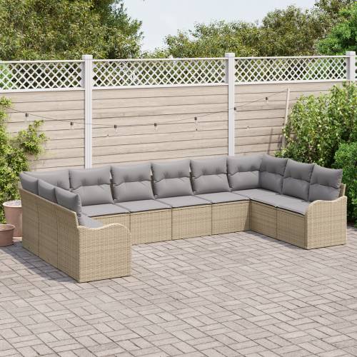 set od 10 komada vrtnih sofa s jastučićima bež poli ratan Cijena