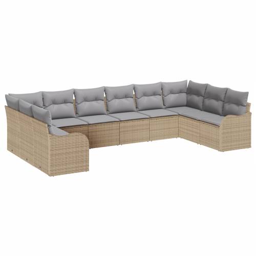 set od 10 komada vrtnih sofa s jastučićima bež poli ratan Cijena