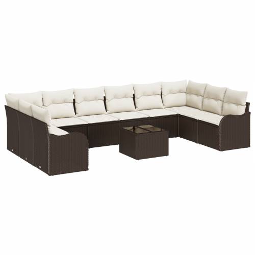 10-dijelni set sofa za vrt s jastucima sivi poli ratan Cijena