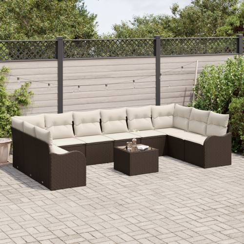 10-dijelni set sofa za vrt s jastucima sivi poli ratan Cijena