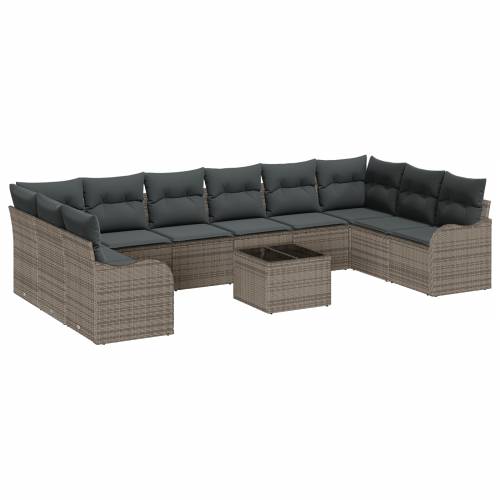 Set od 10 komada vrtnih sofa s jastučićima crni poli ratan Cijena