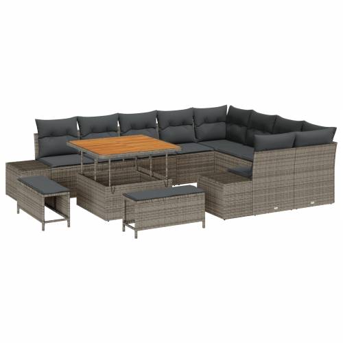 12 komada vrtni sofa set s jastucima siva poli ratan akacija Cijena