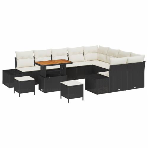 set od 12 komada vrtnih sofa s jastučićima Crna poli ratan akacija Cijena