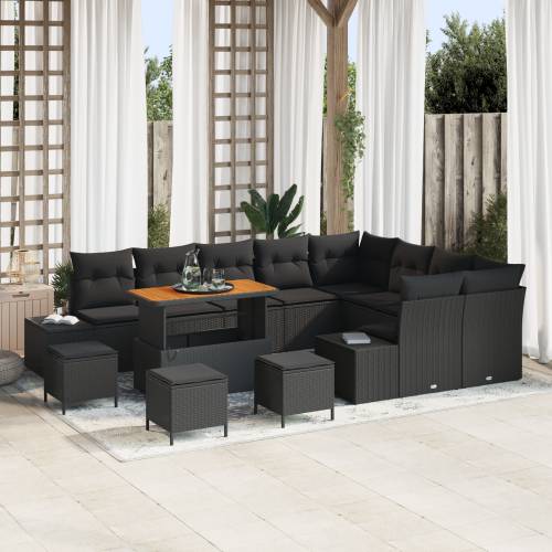 set vrtnih sofa od 13 komada s jastučićima crni poliratan acacia Cijena