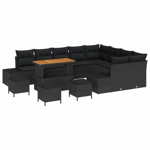 set vrtnih sofa od 13 komada s jastučićima crni poliratan acacia Cijena