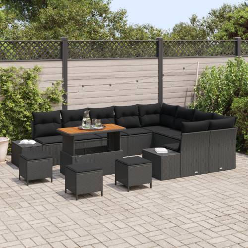 set vrtnih sofa od 13 komada s jastučićima crni poliratan acacia Cijena