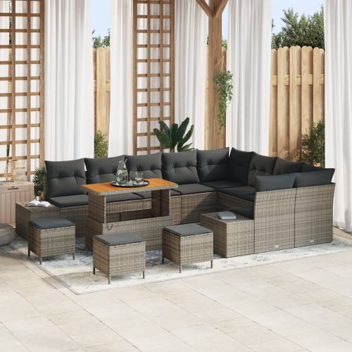 13 dijelni vrtni sofa set s jastučićima siva poli ratan akacija Cijena