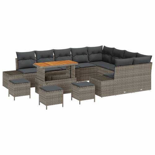 13 dijelni vrtni sofa set s jastučićima siva poli ratan akacija Cijena