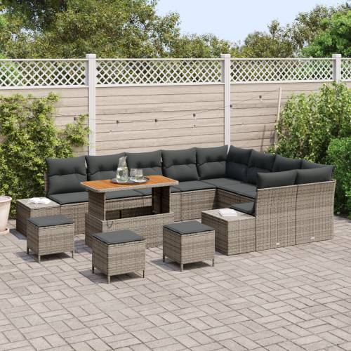 13 dijelni vrtni sofa set s jastučićima siva poli ratan akacija Cijena
