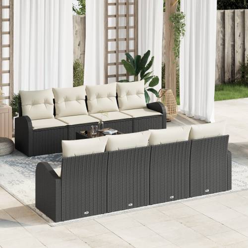 set vrtnih sofa od 9 dijelova s jastučićima Crni poli ratan Cijena