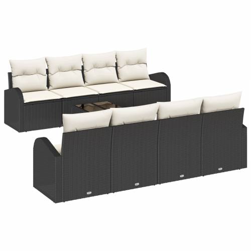 set vrtnih sofa od 9 dijelova s jastučićima Crni poli ratan Cijena