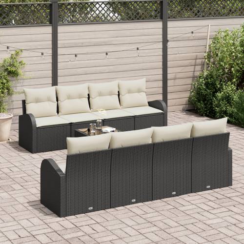 set vrtnih sofa od 9 dijelova s jastučićima Crni poli ratan Cijena