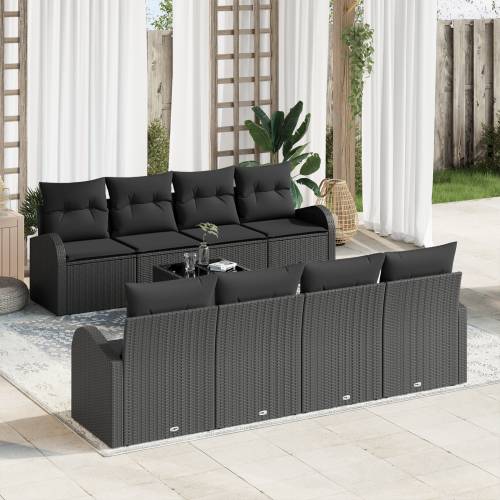 set vrtnih sofa s 9 komada s jastučićima crna poli ratan Cijena