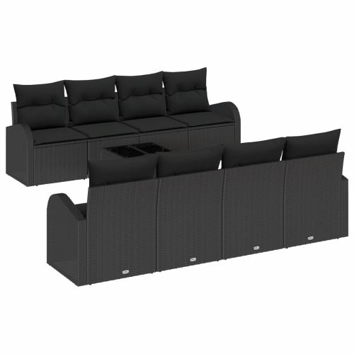set vrtnih sofa s 9 komada s jastučićima crna poli ratan Cijena