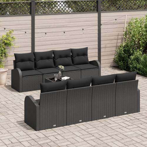 set vrtnih sofa s 9 komada s jastučićima crna poli ratan Cijena
