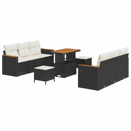 Vrtna garnitura - 9-dijelni set vrtnih sofa s jastučićima Crni Poli Ratan Akacija Cijena