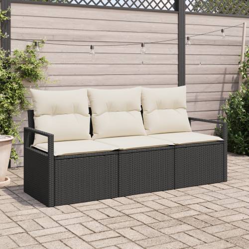 Vrtna garnitura - 3-dijelni set vrtnih sofa s jastučićima crni poli ratan Cijena