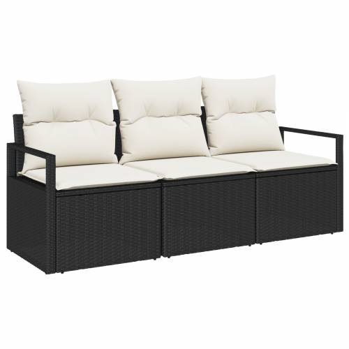 Vrtna garnitura - 3-dijelni set vrtnih sofa s jastučićima crni poli ratan Cijena