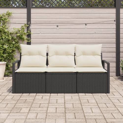Vrtna garnitura - 3-dijelni set vrtnih sofa s jastučićima crni poli ratan Cijena