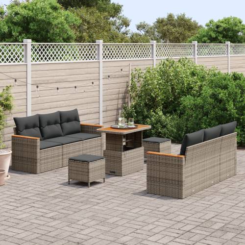 Set od 9 komada vrtnih sofa s jastučićima Siva Poli Ratan Akacija Cijena